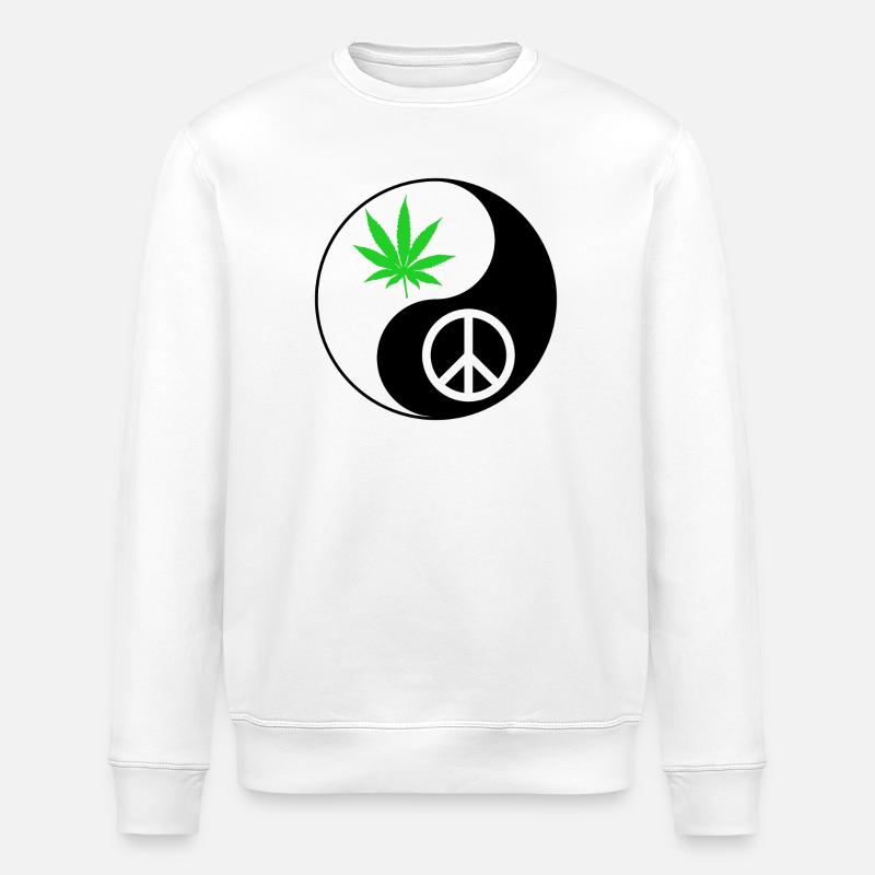 YinYang Peace Leaf Design - Stanley/Stella ROLLER Unisex Organic Sweatshirt - white