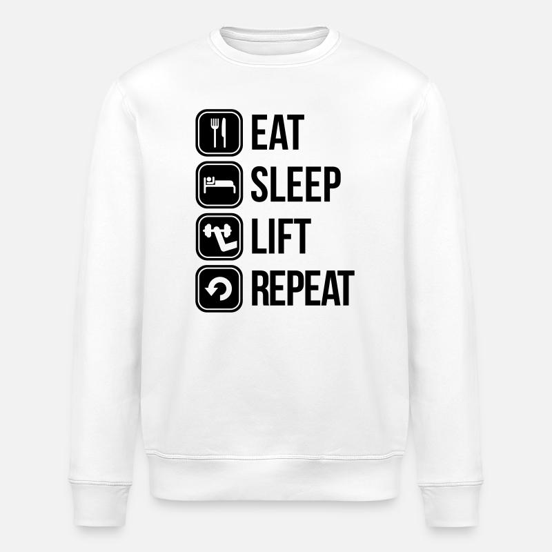 eat sleep lift repeat - Stanley/Stella Unisex Bio-Sweatshirt ROLLER - Weiß