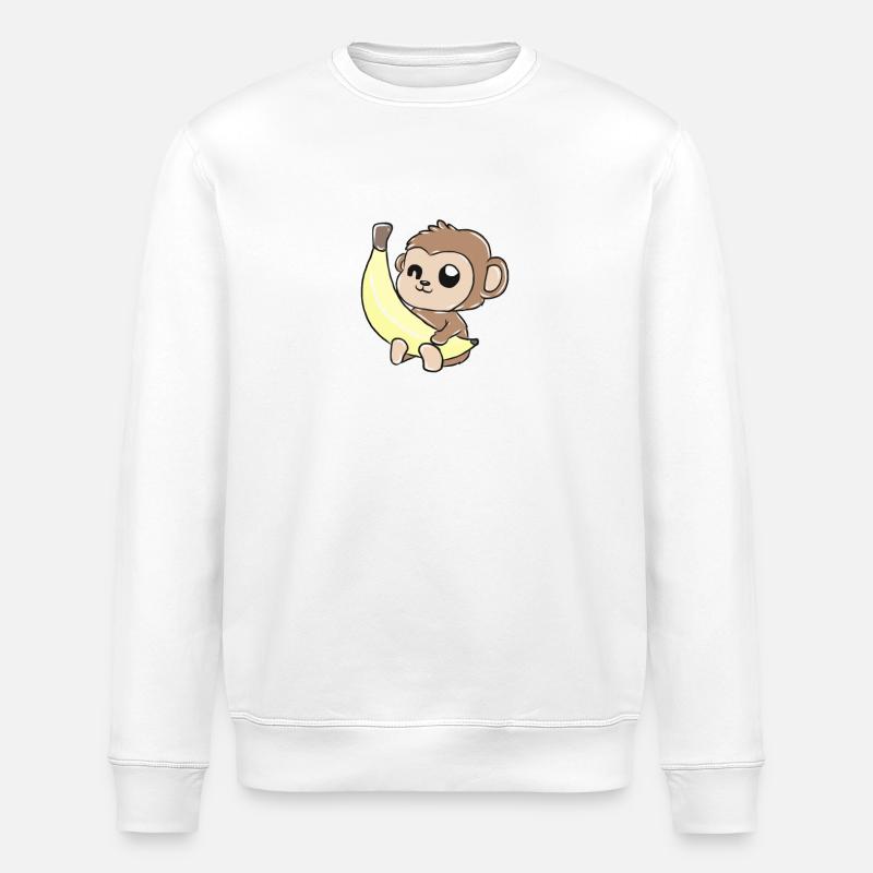 Affe Banane Geschenk - Stanley/Stella Unisex Bio-Sweatshirt ROLLER - Weiß