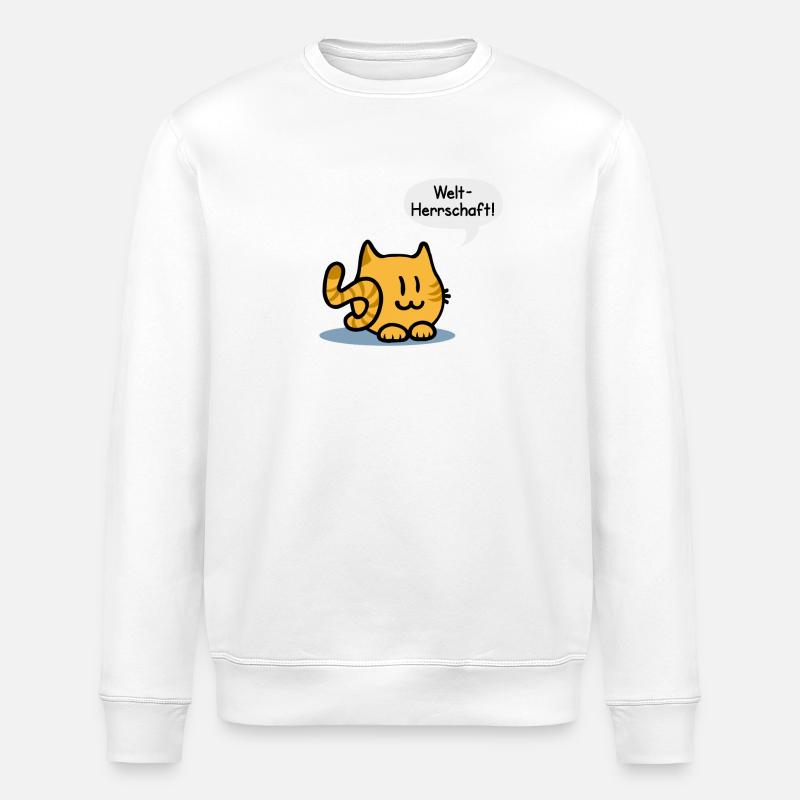 Katze Weltherrschaft - Stanley/Stella Unisex Bio-Sweatshirt ROLLER - Weiß