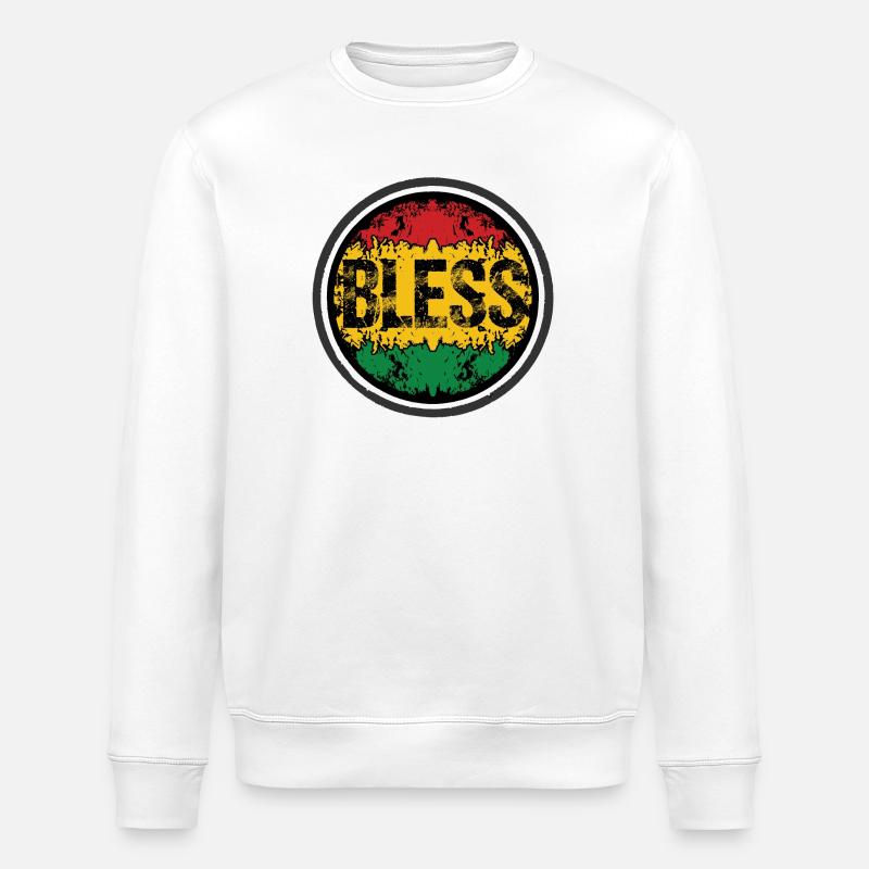 Rastafarian Blumen Muster - Stanley/Stella Unisex Bio-Sweatshirt ROLLER - Weiß