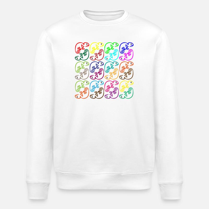 Chamäleon buntes Treiben - Stanley/Stella Unisex Bio-Sweatshirt ROLLER - Weiß