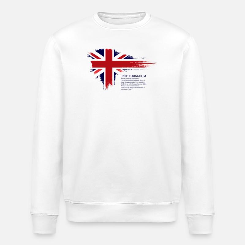 Brushstroke Union Jack Flag - Stanley/Stella ROLLER Unisex Organic Sweatshirt - white