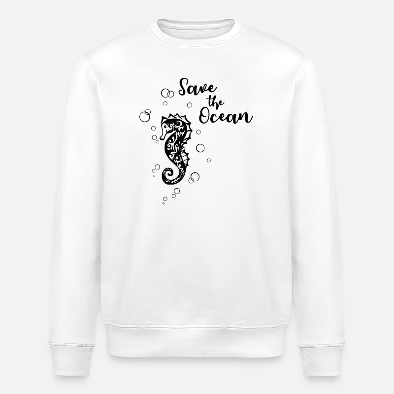 Save the Ocean - Seepferd - Stanley/Stella Unisex Bio-Sweatshirt ROLLER - Weiß