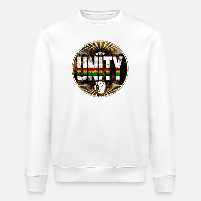 Unity Rastafari Peace Symbol - Stanley/Stella Unisex Bio-Sweatshirt ROLLER - Weiß