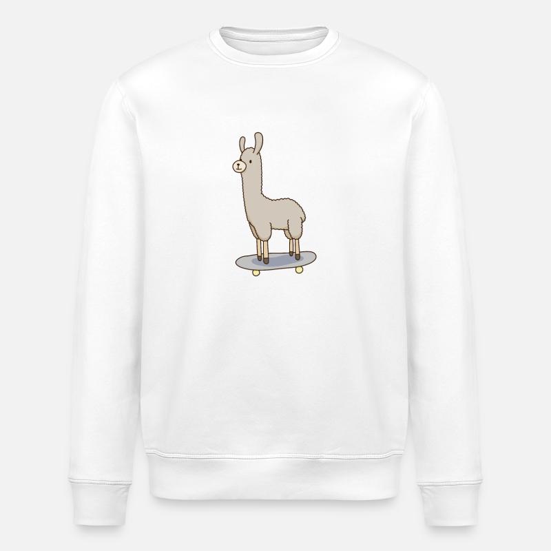 Lama Skateboard - Stanley/Stella Unisex Bio-Sweatshirt ROLLER - Weiß