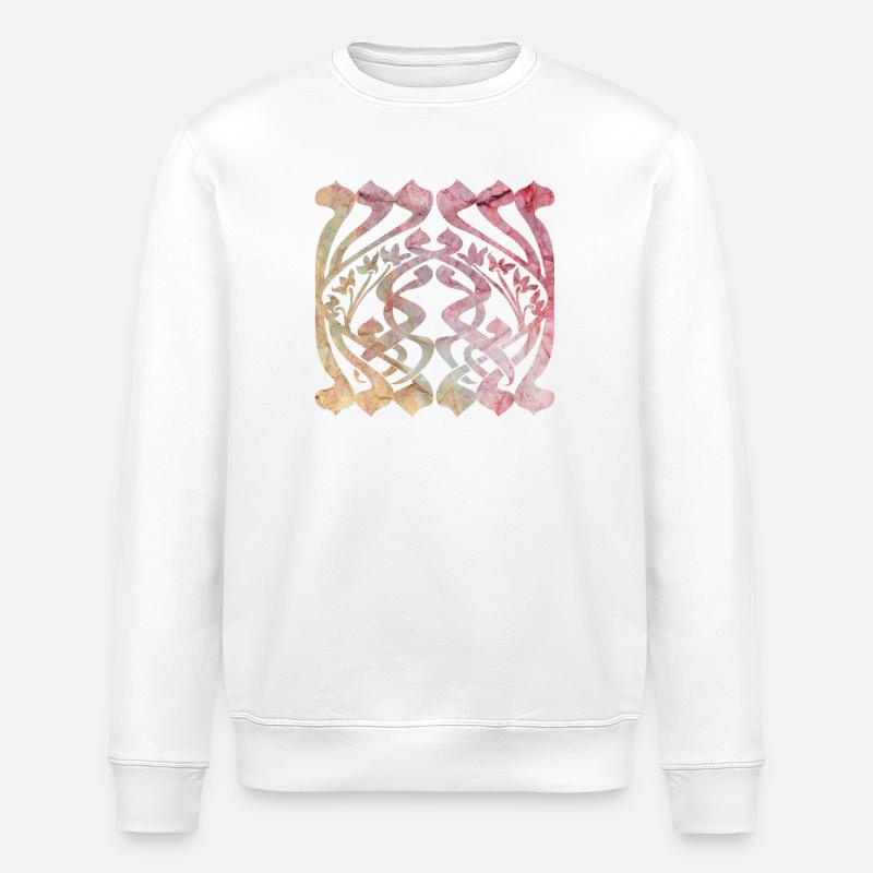 Aquarelliertes Blättermuster mit floralem Design - Stanley/Stella Unisex Bio-Sweatshirt ROLLER - Weiß