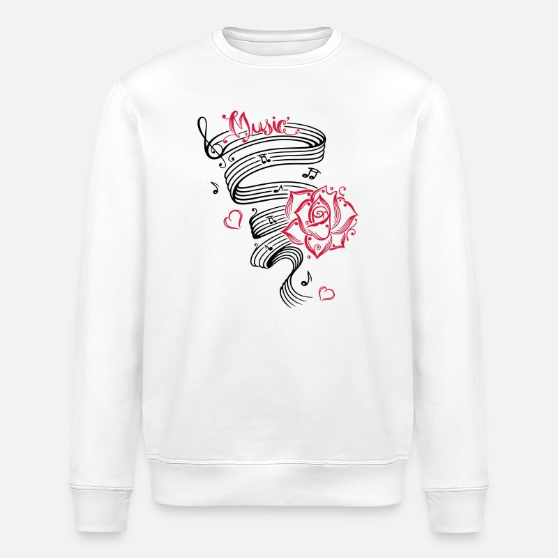 Notes musicales avec musique et fleur. - Sweat bio ROLLER Stanley/Stella Unisexe - blanc