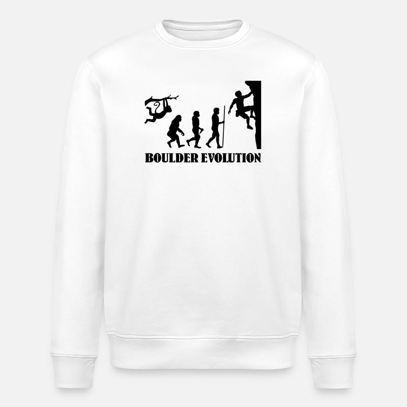 Boulder Evolution Klettern Bergsteigen Boulderer - Stanley/Stella Unisex Bio-Sweatshirt ROLLER - Weiß