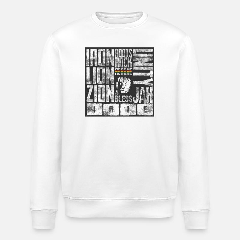 Lion motifs with reggae elements - Stanley/Stella ROLLER Unisex Organic Sweatshirt - white