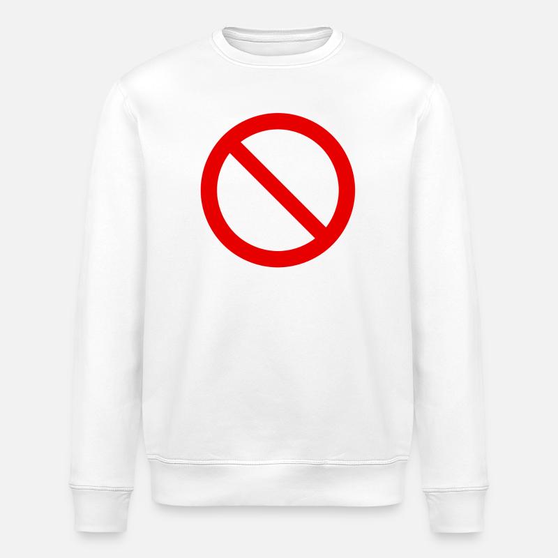Red Forbidden Symbol Pattern - Stanley/Stella ROLLER Unisex Organic Sweatshirt - white
