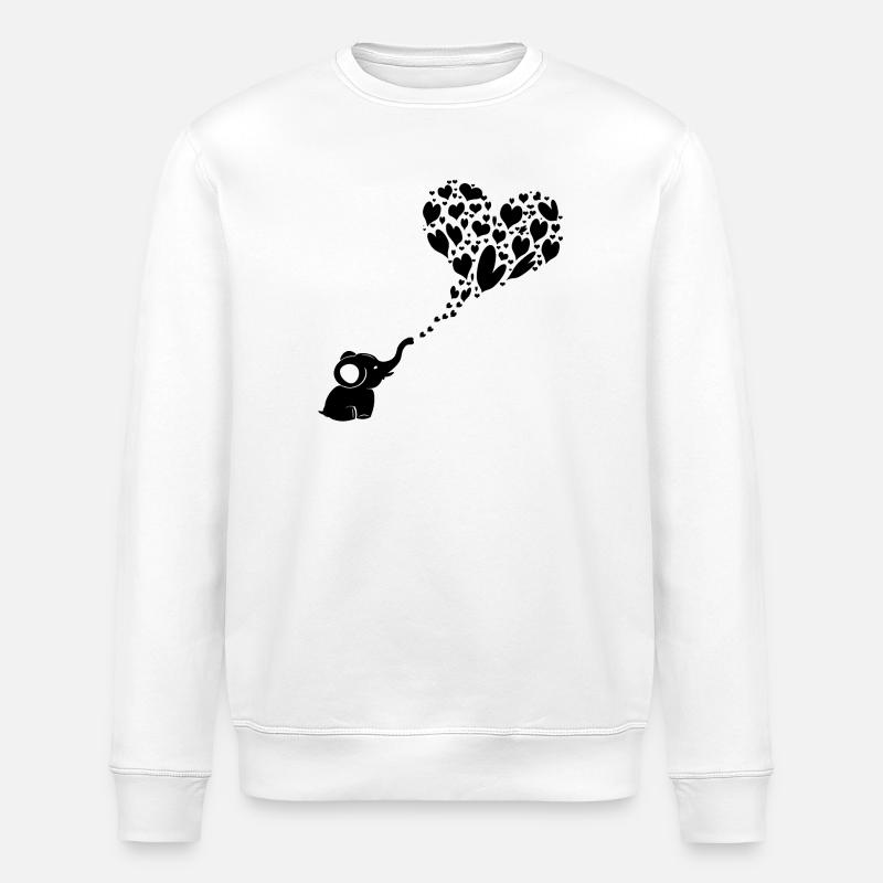 Baby Elefant Herz Wolke - Stanley/Stella Unisex Bio-Sweatshirt ROLLER - Weiß