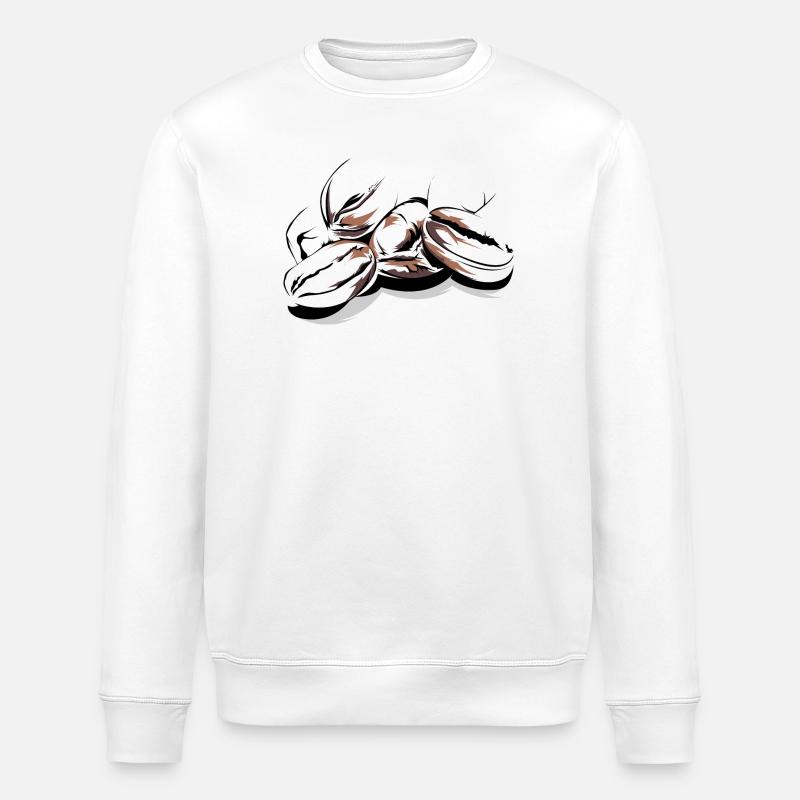 Kaffeebohnen Cafe Illustration Logo Kaffeezeit - Stanley/Stella Unisex Bio-Sweatshirt ROLLER - Weiß