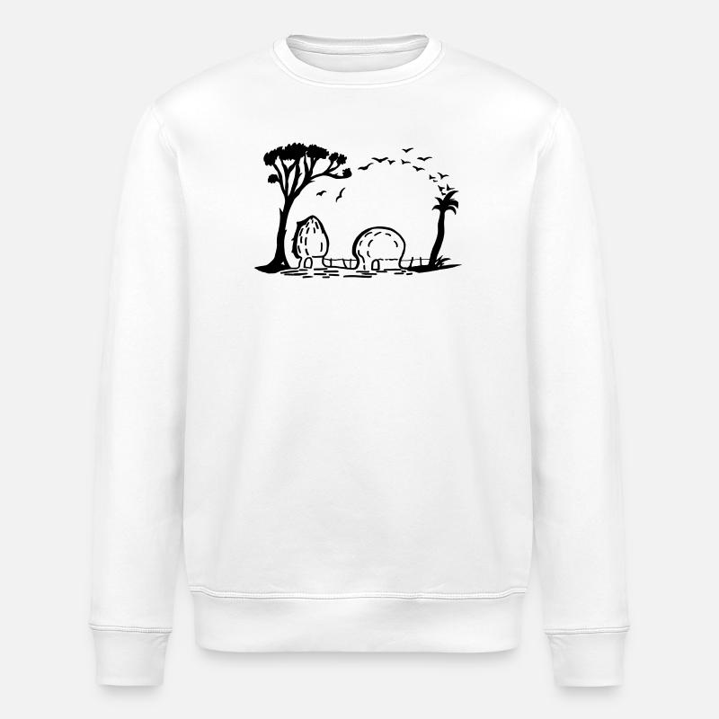 Elephant Village Optical Illusion - Stanley/Stella ROLLER Unisex Organic Sweatshirt - white
