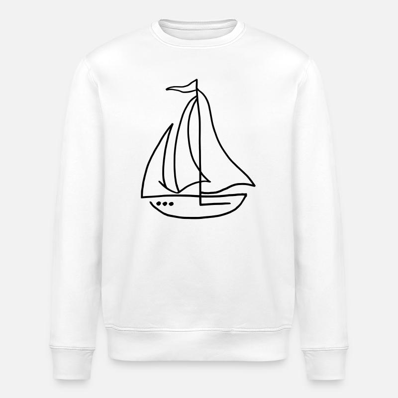 Segelboot Segelschiff - Stanley/Stella Unisex Bio-Sweatshirt ROLLER - Weiß