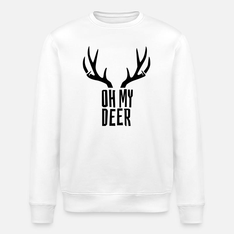 Oh My Deer Antler Humor - Stanley/Stella ROLLER Unisex Organic Sweatshirt - white