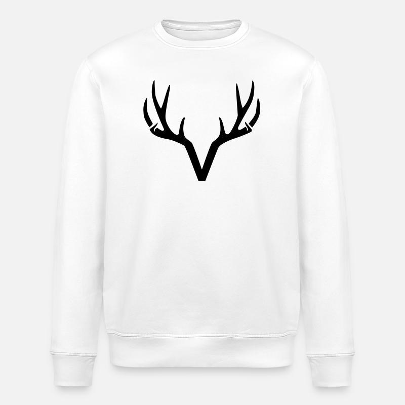 Geweih Hirsch Jäger Natur minimalistisch - Stanley/Stella Unisex Bio-Sweatshirt ROLLER - Weiß