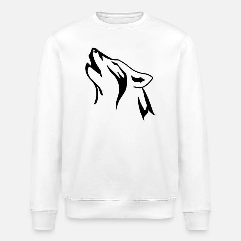 wolf head - Stanley/Stella ROLLER Unisex Organic Sweatshirt - white
