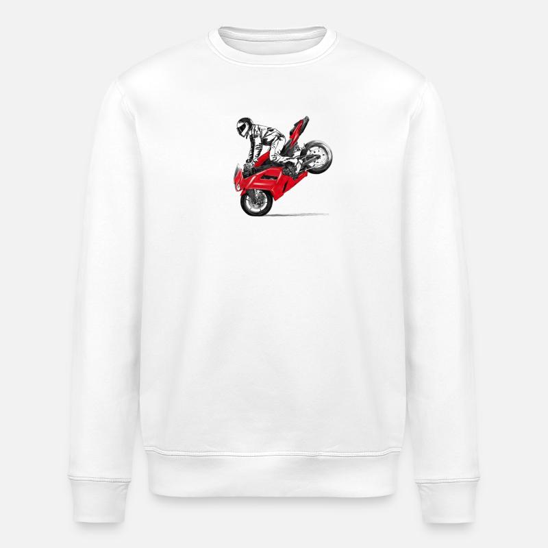motorcycle stunt - Stanley/Stella ROLLER Unisex Organic Sweatshirt - white