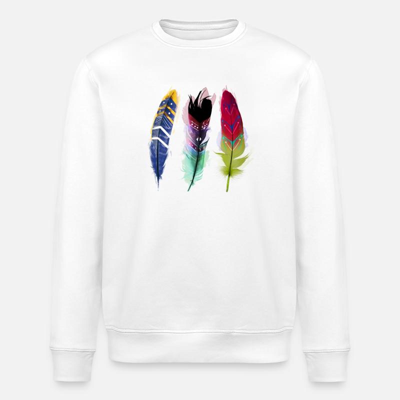 Bunte Federkunst Trio - Stanley/Stella Unisex Bio-Sweatshirt ROLLER - Weiß