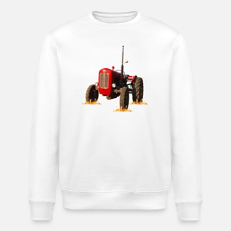 Pression de puissance du tracteur rouge - Sweat bio ROLLER Stanley/Stella Unisexe - blanc