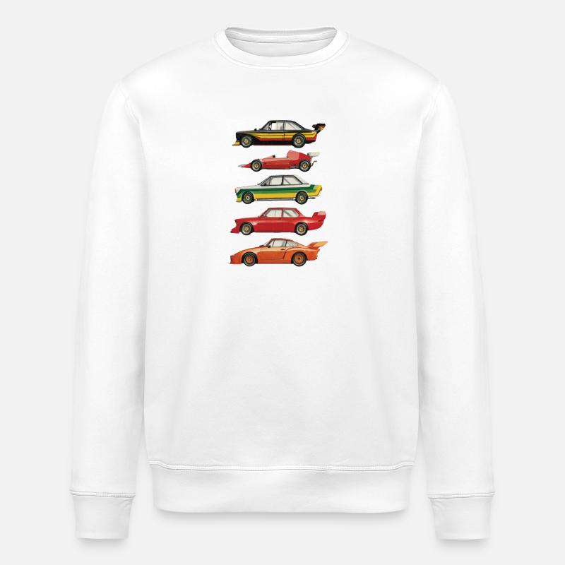 Rennwagen Retro Collage - Stanley/Stella Unisex Bio-Sweatshirt ROLLER - Weiß