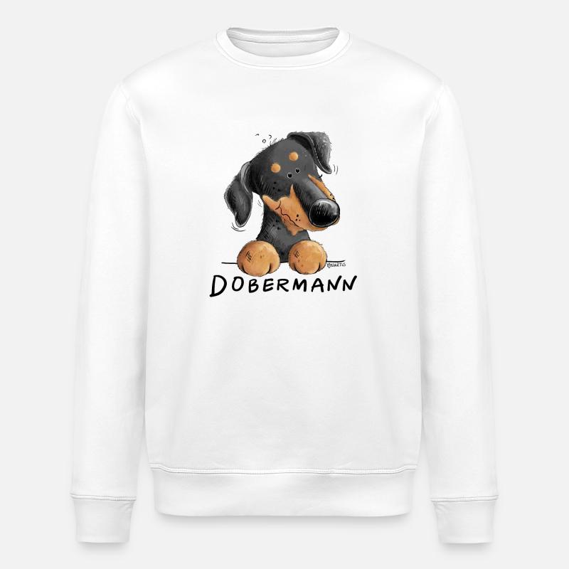Lustiger Dobermann I Hund Comic - Stanley/Stella Unisex Bio-Sweatshirt ROLLER - Weiß
