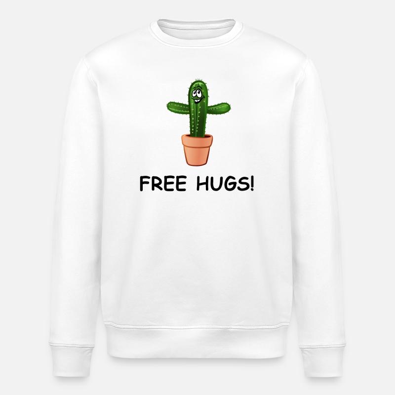 Smiling Cactus: FREE HUGS! - Stanley/Stella ROLLER Unisex Organic Sweatshirt - white