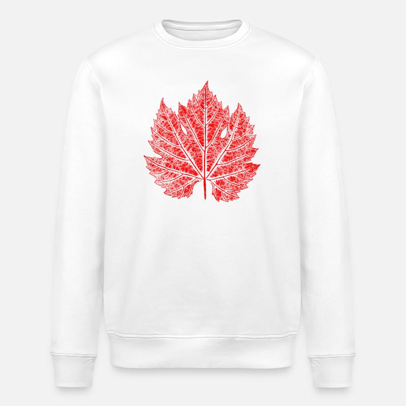 Grape Leaf / Red / Wine Leaf - Stanley/Stella ROLLER Unisex Organic Sweatshirt - white