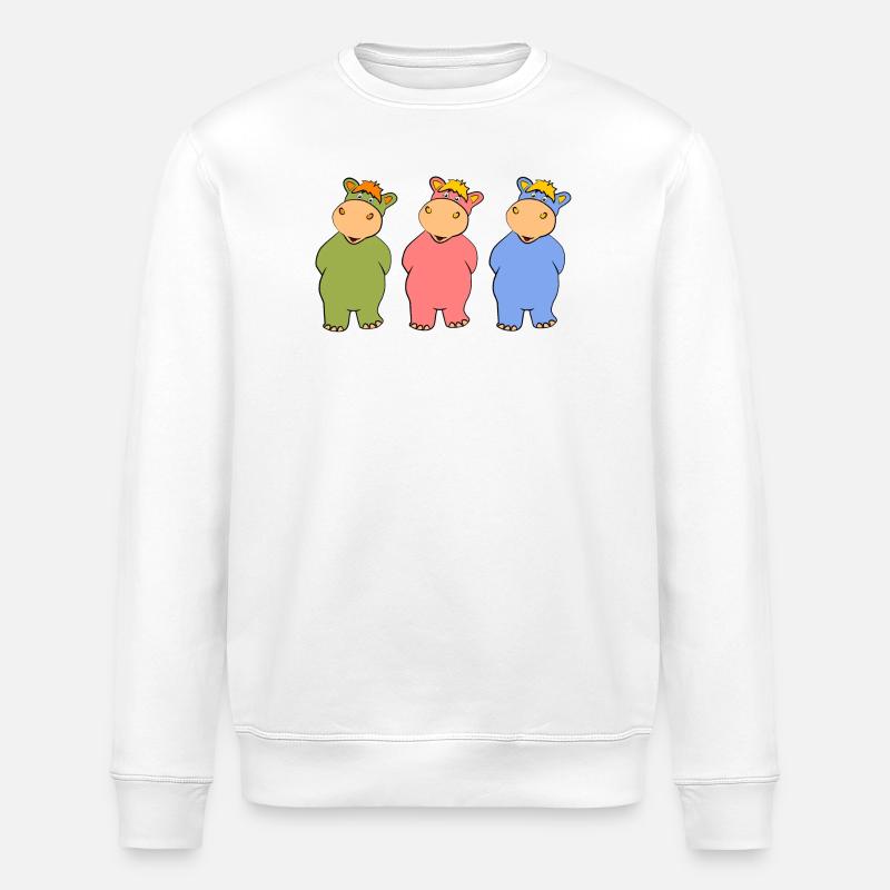 Lustige Nilpferde - Stanley/Stella Unisex Bio-Sweatshirt ROLLER - Weiß