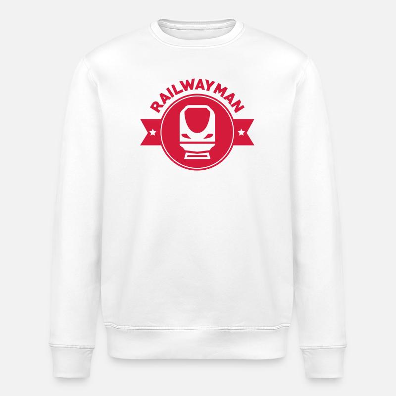 Railway Railwayman Cheminot Train Eisenbahn - Stanley/Stella ROLLER Unisex Organic Sweatshirt - white