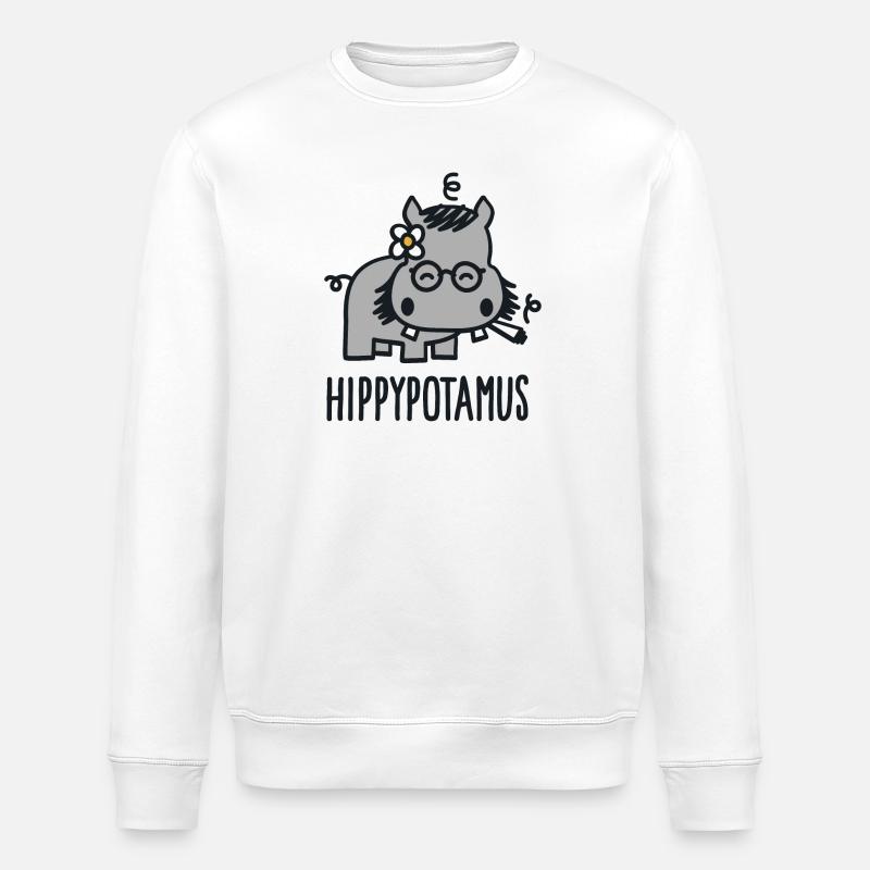 Hippypotamus - Stanley/Stella ROLLER Unisex Organic Sweatshirt - white