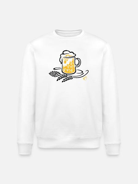 Beer Beer Mug Hops Wheat - Stanley/Stella ROLLER Unisex Organic Sweatshirt - white