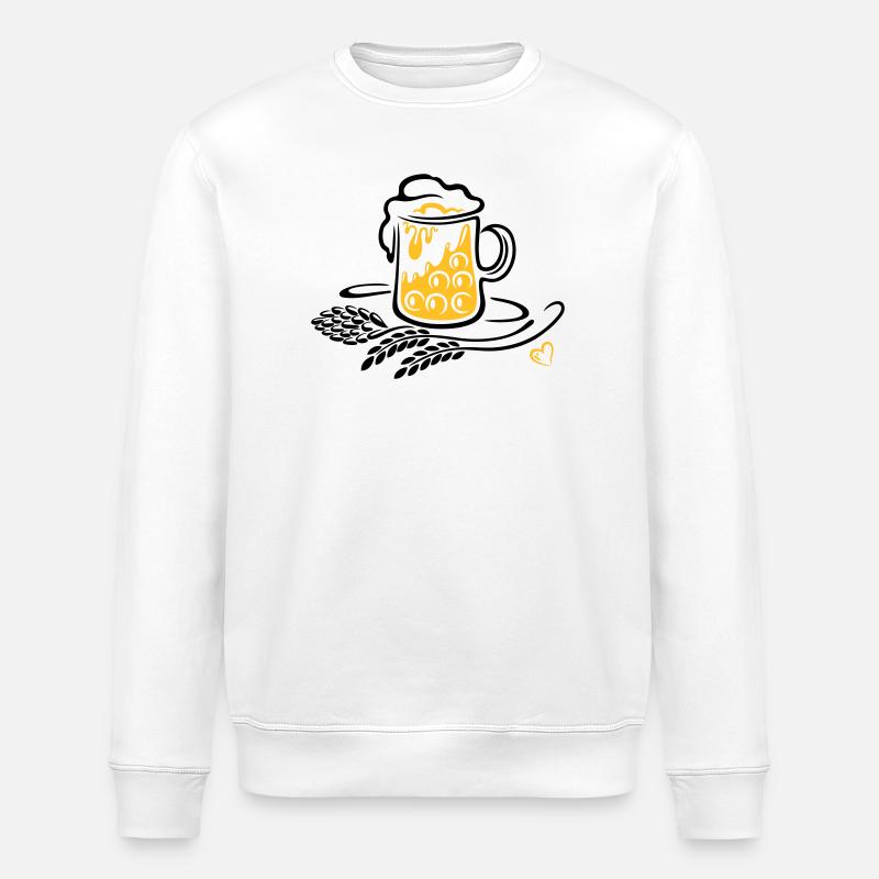 Bière Bière Mug Houblon Blé - Sweat bio ROLLER Stanley/Stella Unisexe - blanc
