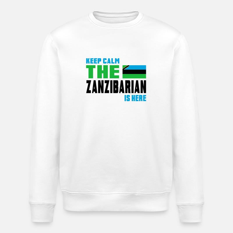 Keep Calm Design / Geschenk Tansania - Stanley/Stella Unisex Bio-Sweatshirt ROLLER - Weiß