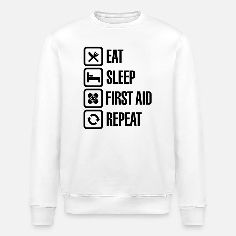 Eat Sleep First Aid Repeat - Sweat bio ROLLER Stanley/Stella Unisexe - blanc