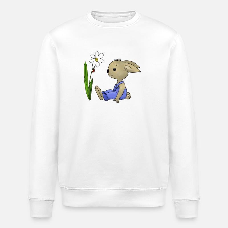 Rabbit and ladybug - Stanley/Stella ROLLER Unisex Organic Sweatshirt - white