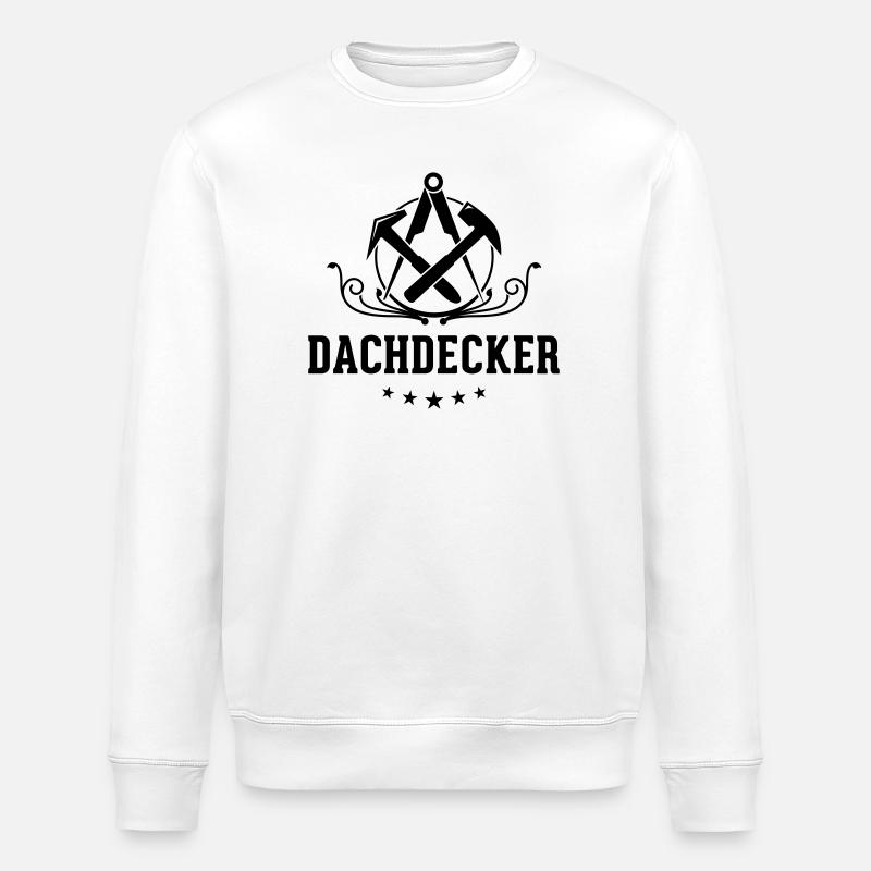 Dachdecker Schriftzug, Zunftzeichen - Stanley/Stella Unisex Bio-Sweatshirt ROLLER - Weiß