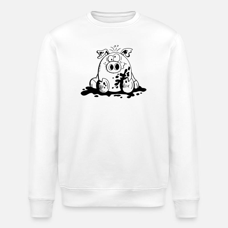 Cochon dans la boue - Cochons - Cadeau - Sweat bio ROLLER Stanley/Stella Unisexe - blanc