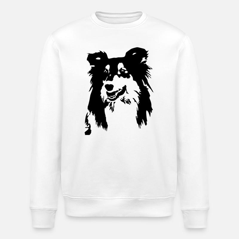 Collie head - Stanley/Stella ROLLER Unisex Organic Sweatshirt - white
