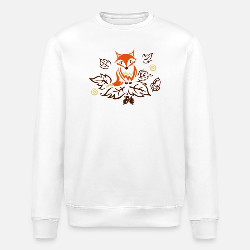 Petit renard avec des feuilles, l'automne. - Sweat bio ROLLER Stanley/Stella Unisexe - blanc