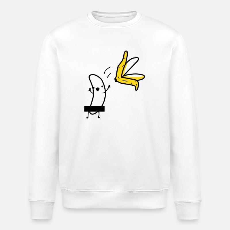 Striptease banana - Stanley/Stella ROLLER Unisex Organic Sweatshirt - white