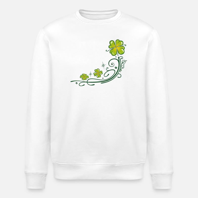 Kleeblatt Klee Silvester St Patricks Day - Stanley/Stella Unisex Bio-Sweatshirt ROLLER - Weiß