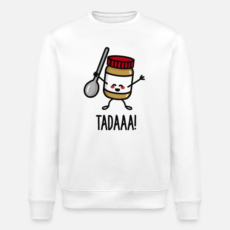 Tadaaa! Happy peanut butter with spoon - Stanley/Stella Unisex Bio-Sweatshirt ROLLER - Weiß