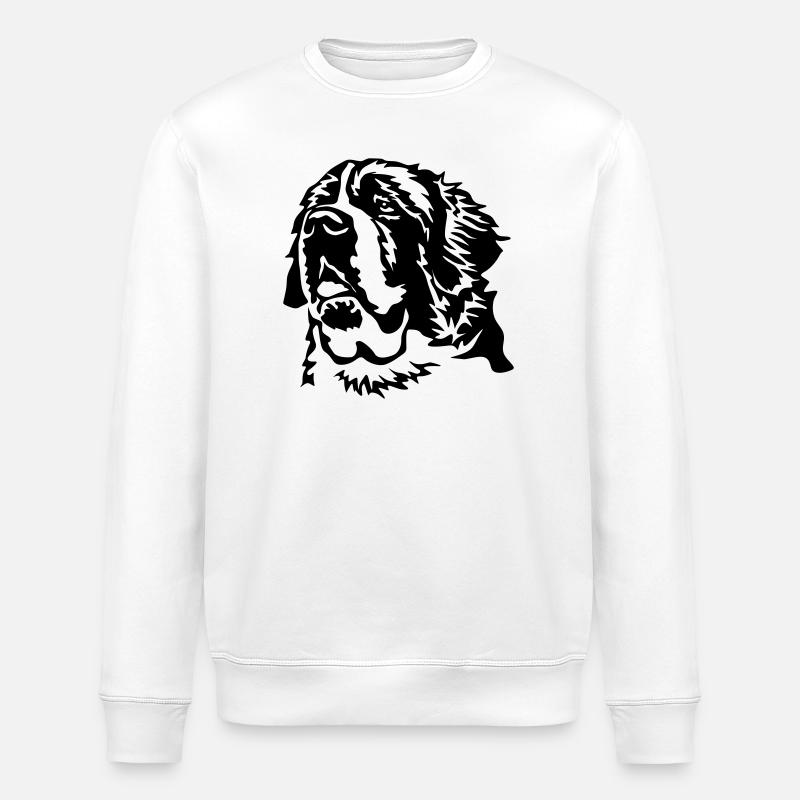 Saint Bernard head - Stanley/Stella ROLLER Unisex Organic Sweatshirt - white