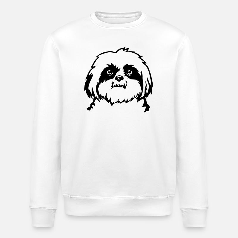 Tête de Shih Tzu - Sweat bio ROLLER Stanley/Stella Unisexe - blanc