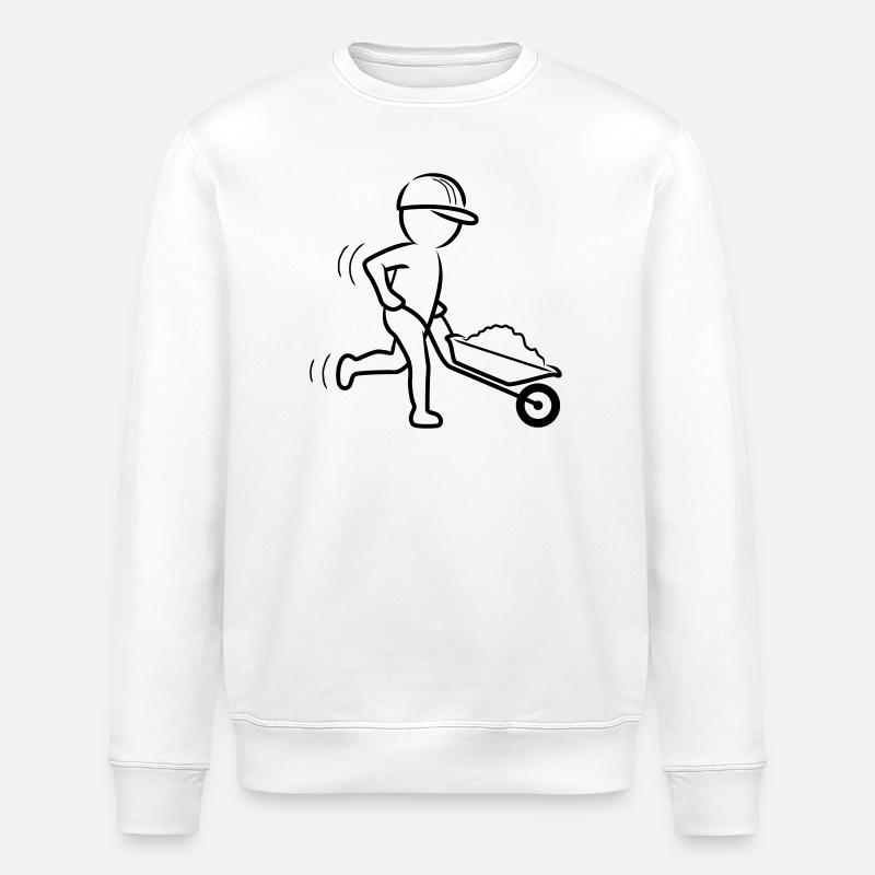 Bauarbeiter mit Schubkarre - Stanley/Stella Unisex Bio-Sweatshirt ROLLER - Weiß