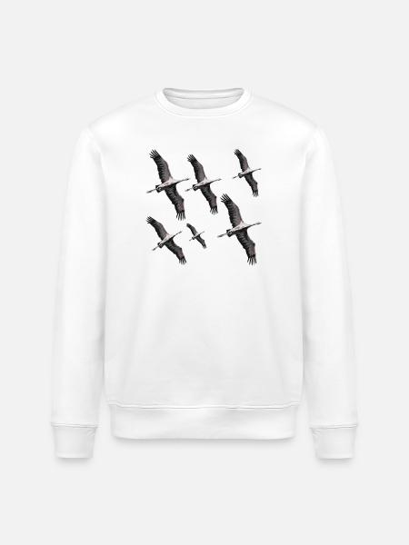 Bird migration cranes - Stanley/Stella ROLLER Unisex Organic Sweatshirt - white