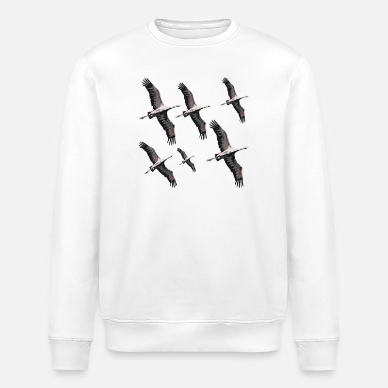 Vogelzug Kraniche - Stanley/Stella Unisex Bio-Sweatshirt ROLLER - Weiß