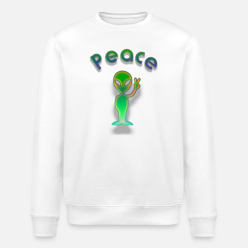 Peace alien - Stanley/Stella ROLLER Unisex Organic Sweatshirt - white